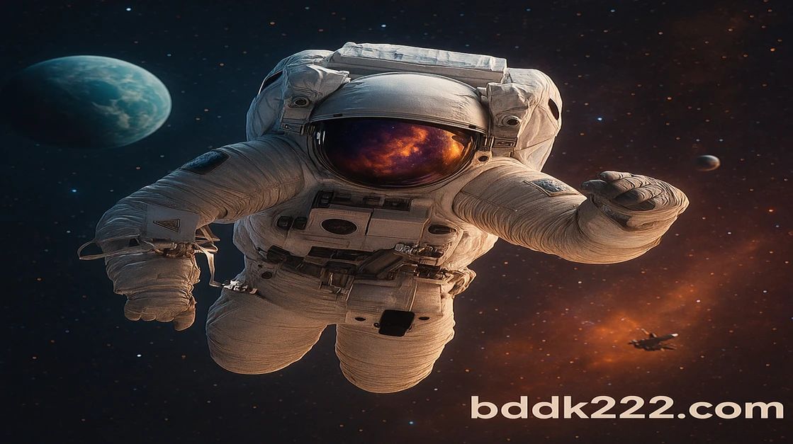 DK222 এ স্পেসম্যান গেমে একটি মহাজাগতিক যাত্রা শুরু করুন। একটি নভোচারী উজ্জ্বল মহাজাগতিক গ্যালাক্সির মধ্যে ভাসছে, নক্ষত্র ও গ্রহগুলোর মাঝে একটি অ্যাডভেঞ্চারের জন্য প্রস্তুত।